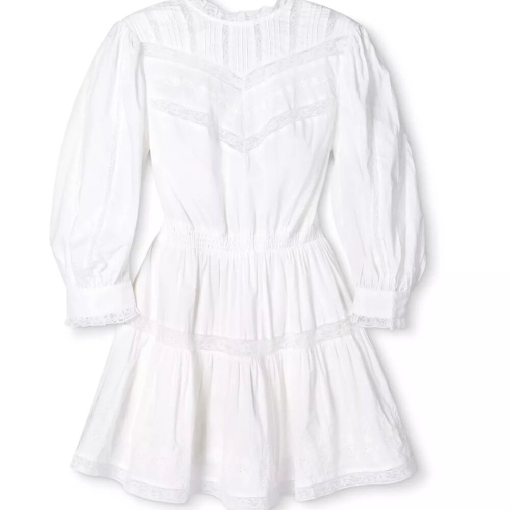 White Loveshackfancy Talulah Pintuck Yoke Dress Medium